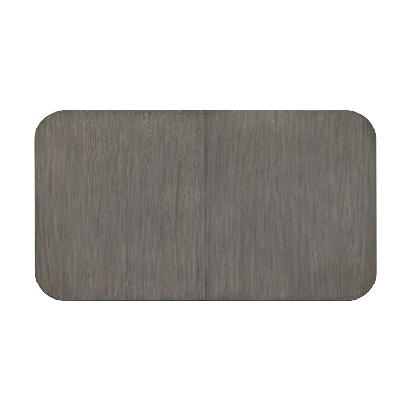 Gray Oak Extendable Rectangular Dining Table with Double Pedestal