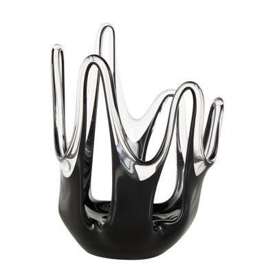 Cole And Grey Glass Abstract Decorative Vase With Wavy Oval Cutouts