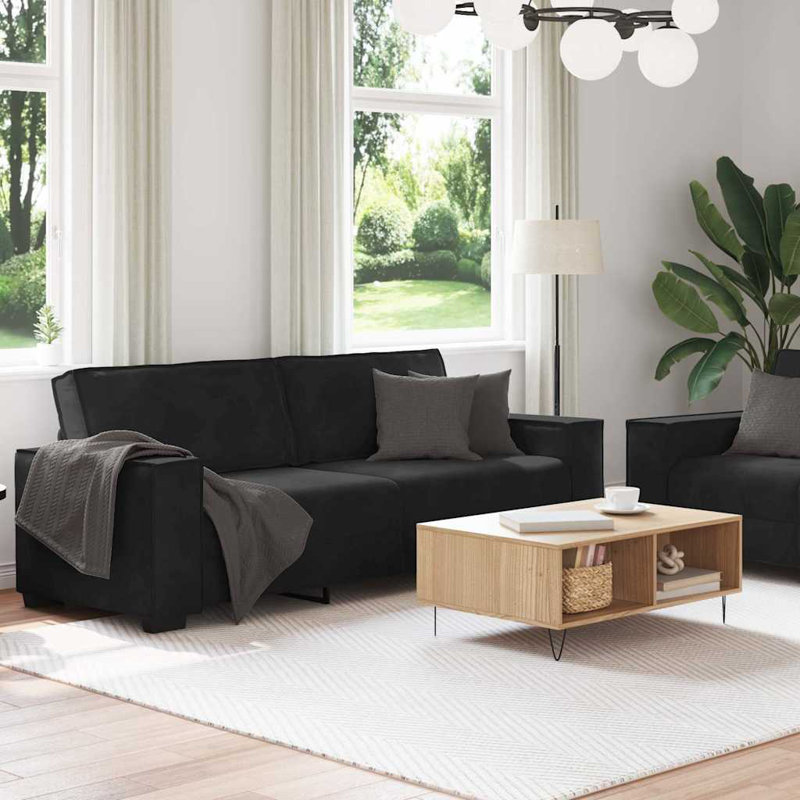 Ensemble de canapé 2 pièces avec coussins en velours, Noir
