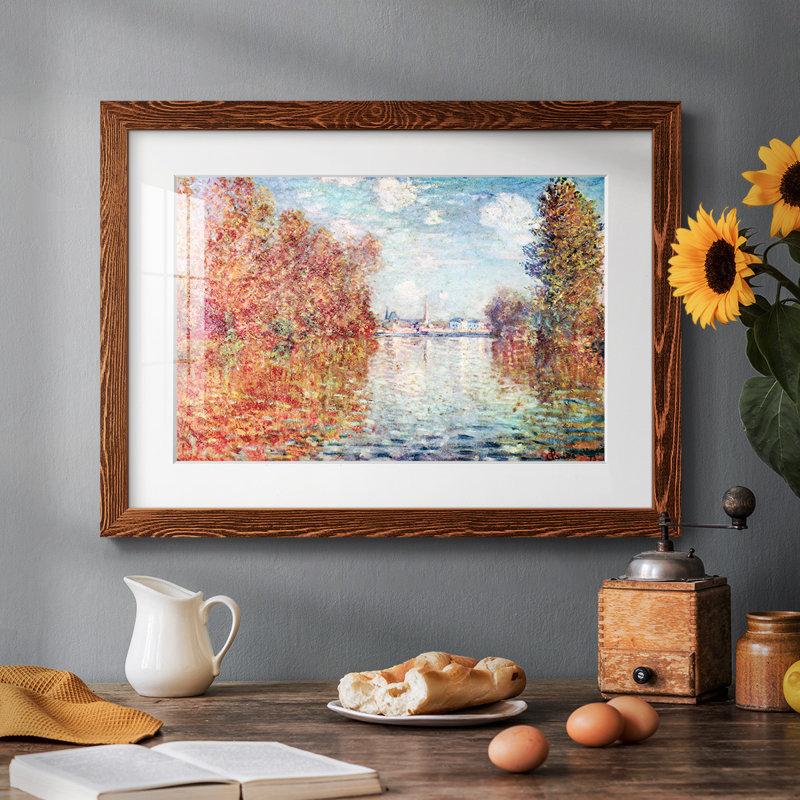 «Autumn in Argenteuil» par Monet, reproduction encadrée rustique avec tableau mat, Érable, H 22 po x l 32 po x P 1,5 po
