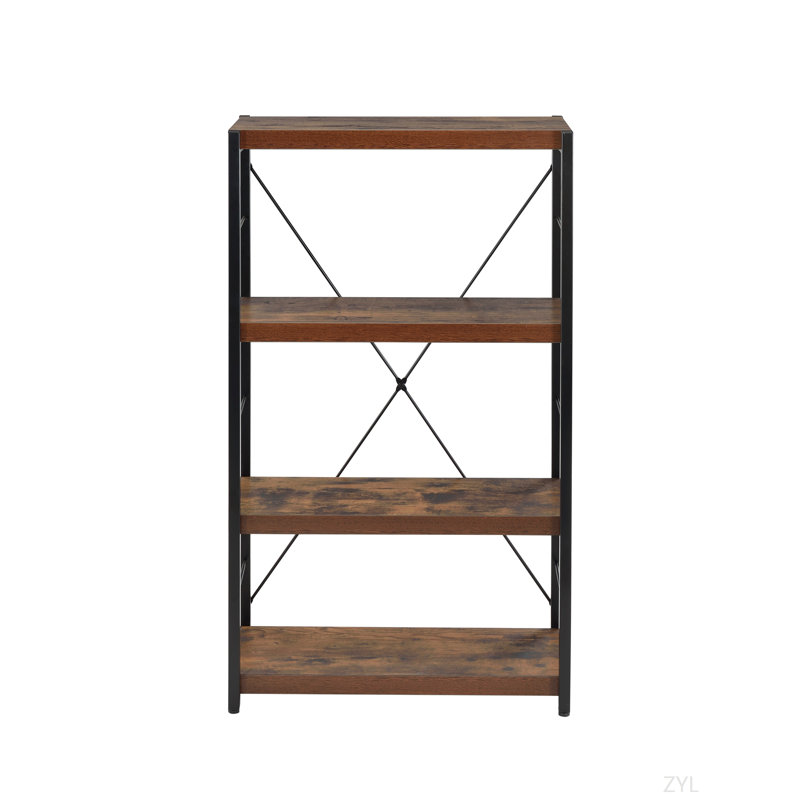 Weathered Oak & Black Finish Bookshelf