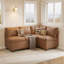 Banquette de coin modulaire avec rangement, banc rembourré pour 4 personnes, similicuir résistant aux égratignures-1243335312-1244521720