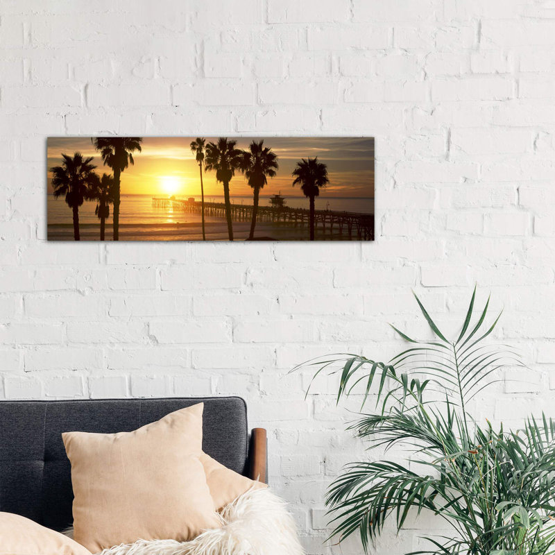 Silhouette Of A Pier, San Clemente Pier, Los Angeles County, California, Usa by Panoramic Images - No Frame Panoramic Print on Canvas