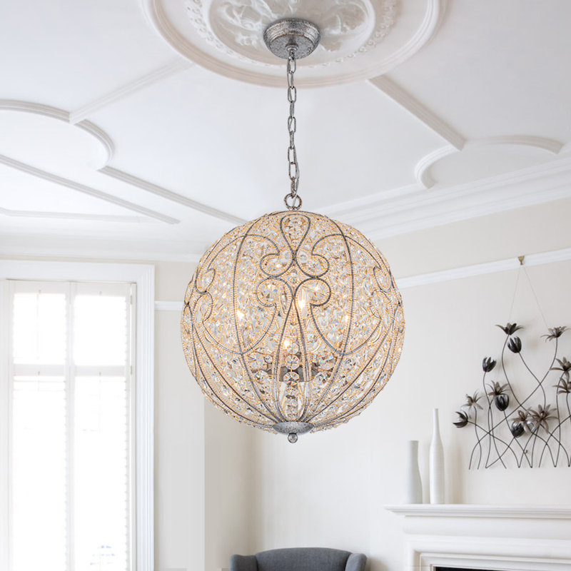 Luminaire suspendu sphère cristal , H 20,9 po x l 16,9 po x P 16,9 po