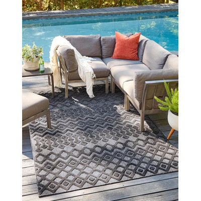 Tapis d'intérieur / extérieur à motif géométrique Hearns