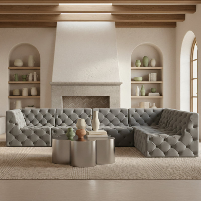 Canapé modulaire Klecka, Velours gris