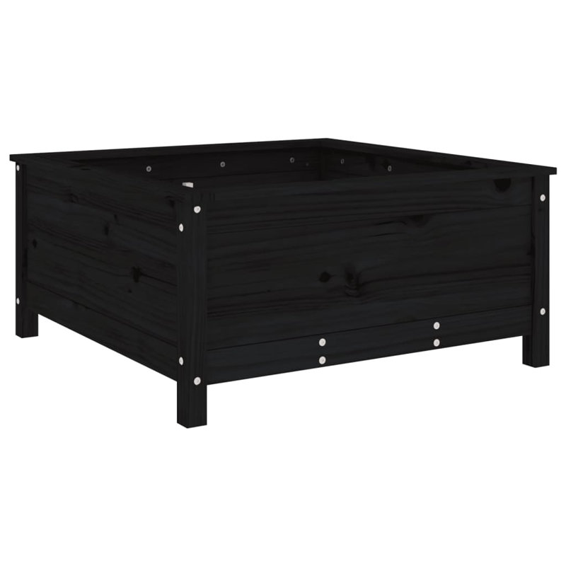 Bojana Wood Pot Planter, Pine, 39cm H x 82.5cm W x 82.5cm D, Black