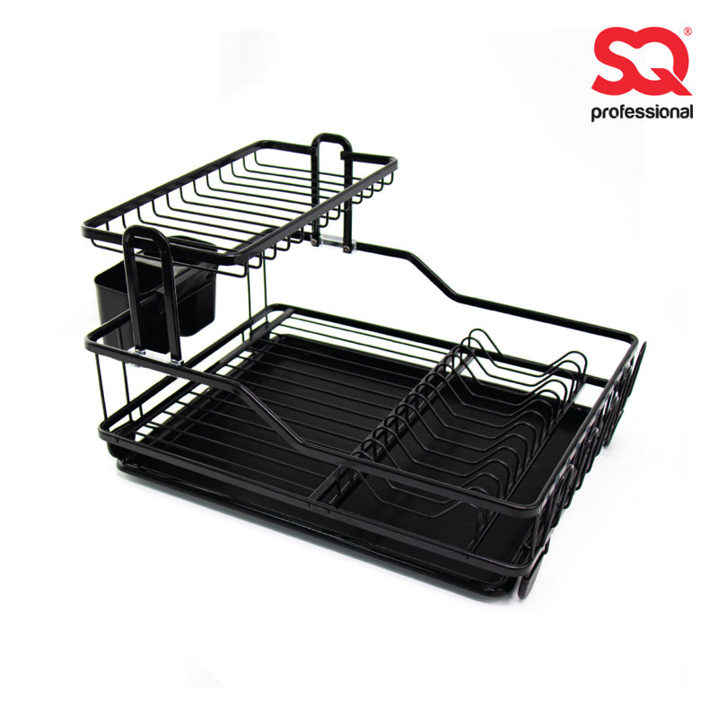 Sq Professional Aluminium 2 Tier Rust Proof Rinse Basket, Satin Black