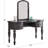 Luxury Bedroom Vanity With Antique Oak Finish And Wooden Stool - Elegant Style Contemporary Grey Wood Mirror Storage