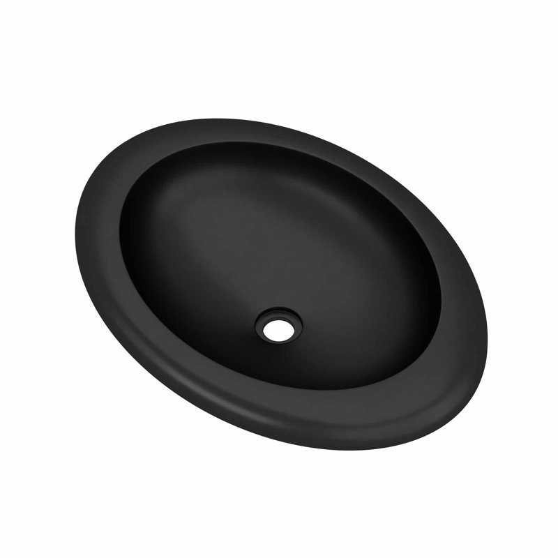 Cuyama Slate Stone Handmade Oval Drop-In Bathroom Sink, Charcoal