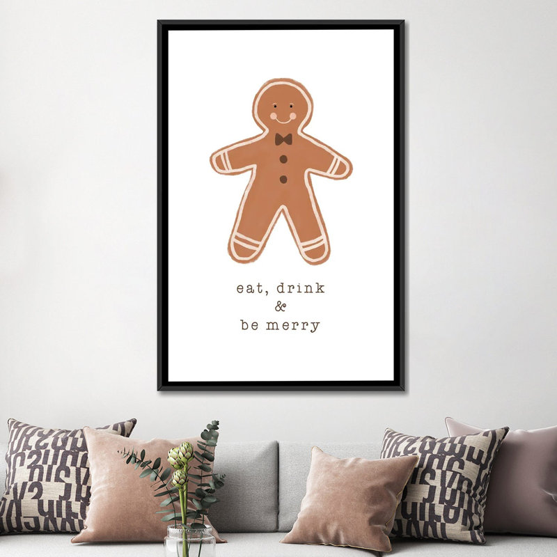 "Manger drink & be Merry" par Orara studio, reproduction d’art, H 60 po x l 40po x P 1,5 po, Toile avec cadre noir