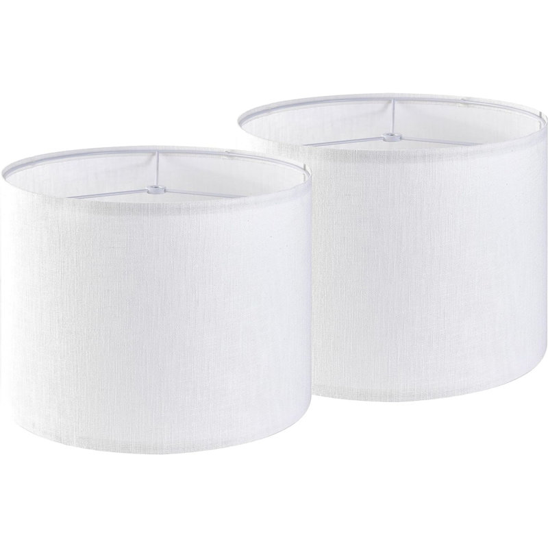 Abat-jour tambour en lin, White, 10'' H x 13'' W x 13" D
