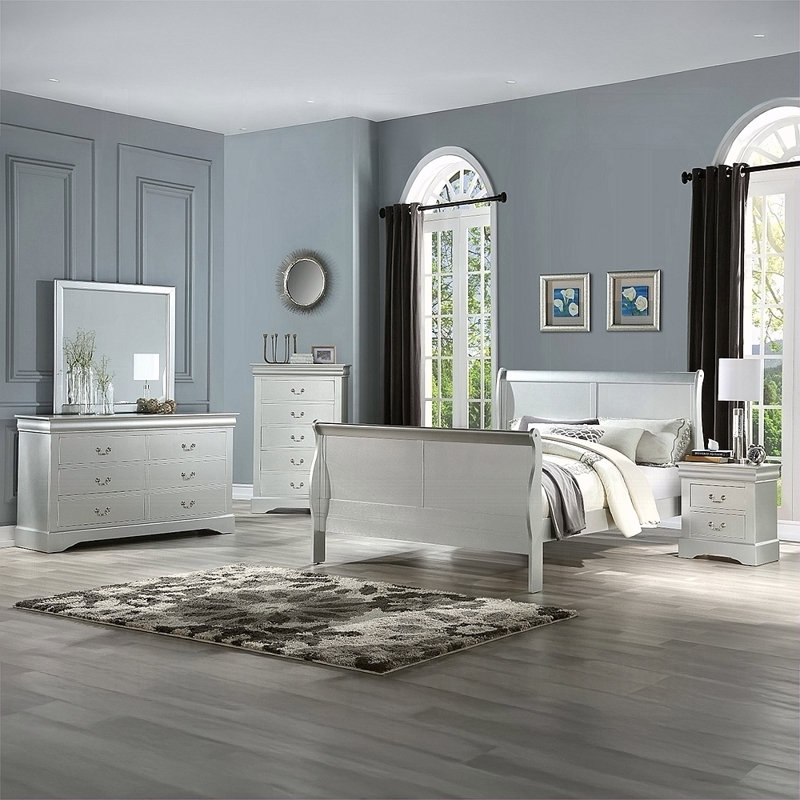 Table de chevet en bois avec 2 tiroirs, Gris