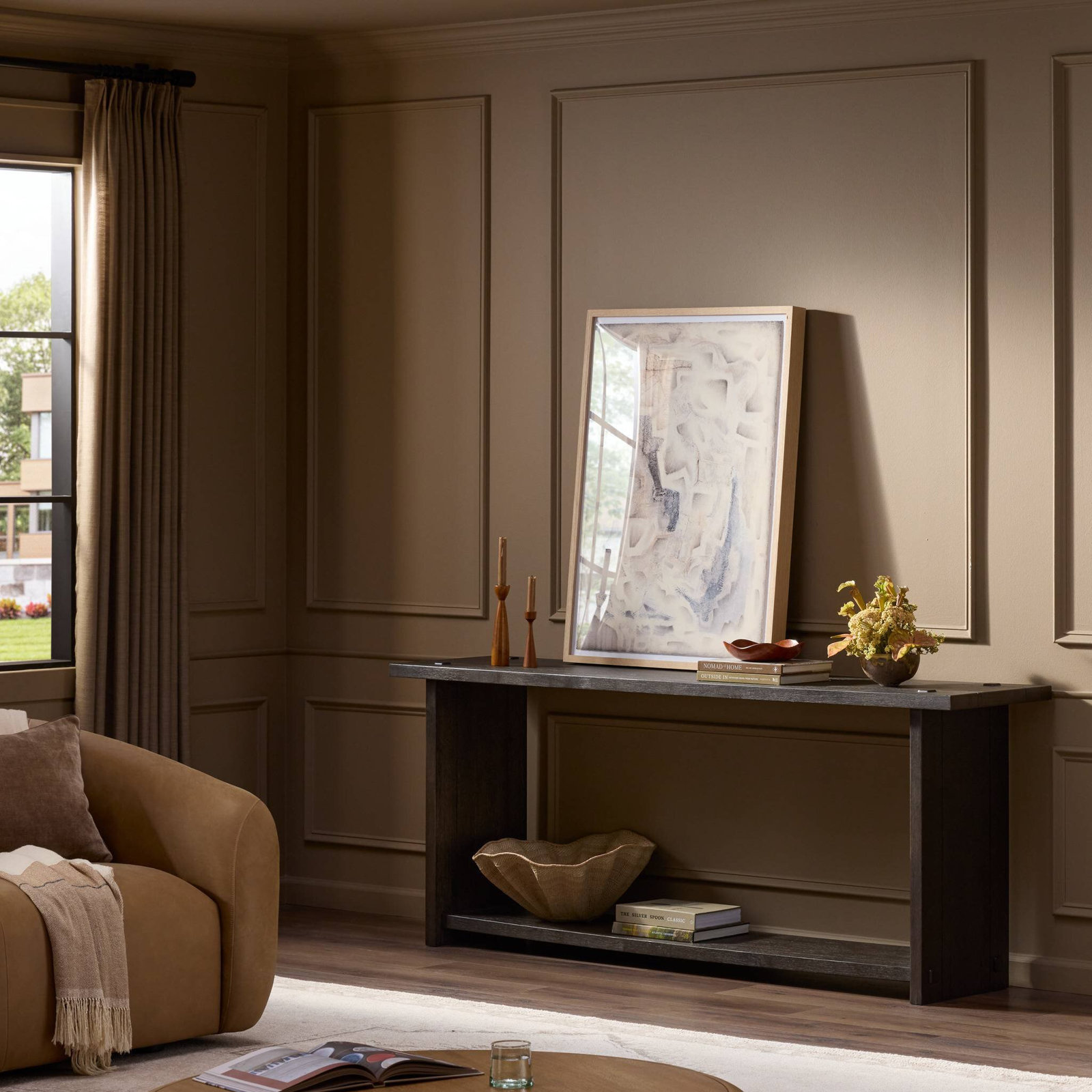 Zeno Console Table, Smoked Black Oak