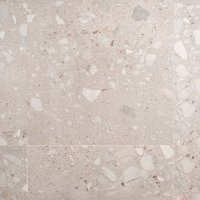 Piccoli Grande 35 In. X 35 In. Terrazzo Look Semi-Polished Porcelain Floor And Wall Tile (17.64 Sq. Ft. / Case), Warm Gray