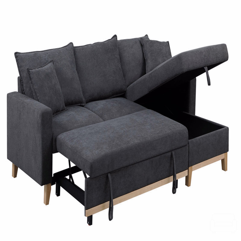Canapé-lit modulaire réversible avec méridienne avec rangement