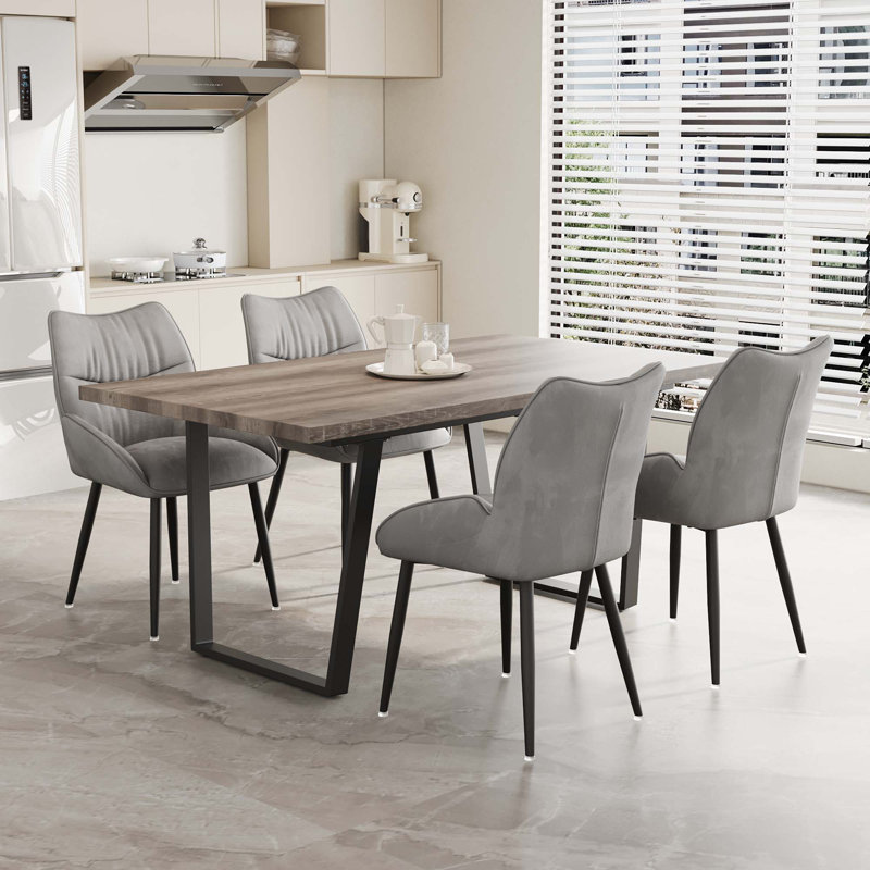 62.9-Inch Rectangular Mdf Dining Table And Chair 4-Piece Set, Stylish Dining Table,Kitchen Dining Table, Sturdy and Durable