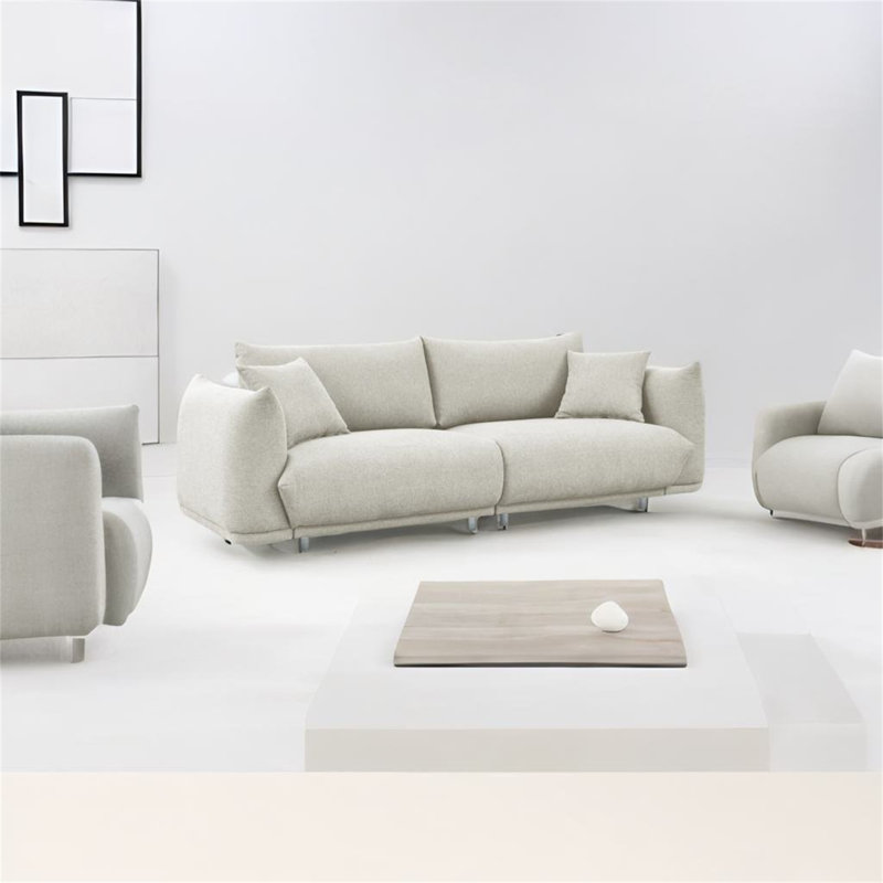 Canapé rembourré 90,5 po Amiya, Mélange de lin beige