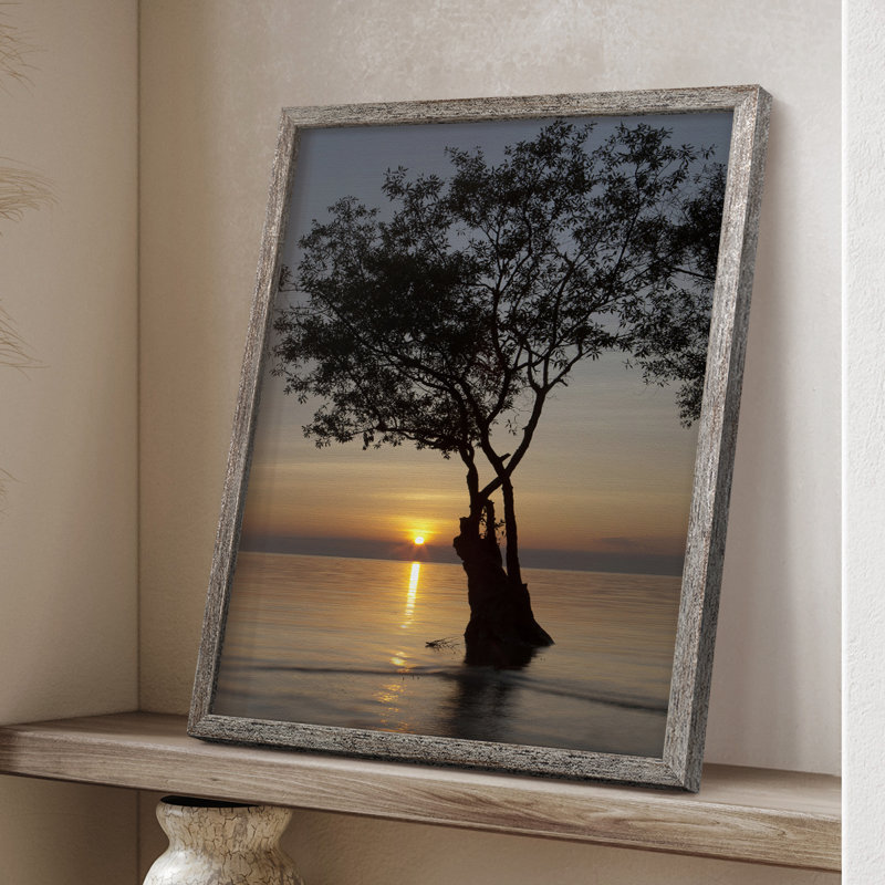 Sunset Silhouette Framed Print - Solid Wood, 11" H x 9" W