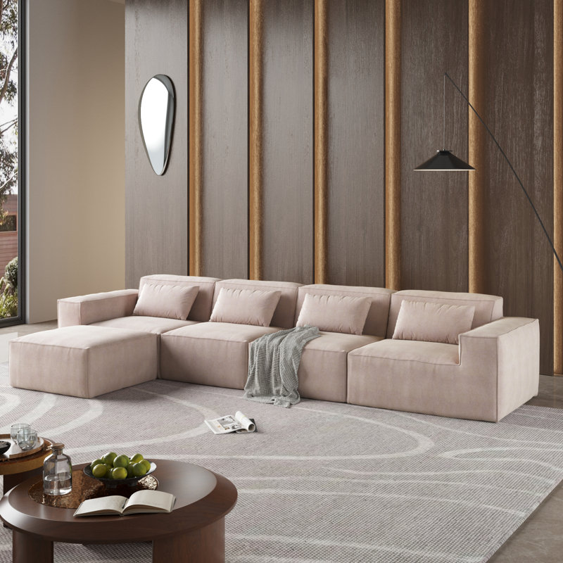 Canapé modulaire 5 pièces avec repose-pieds, Khaki Foam
