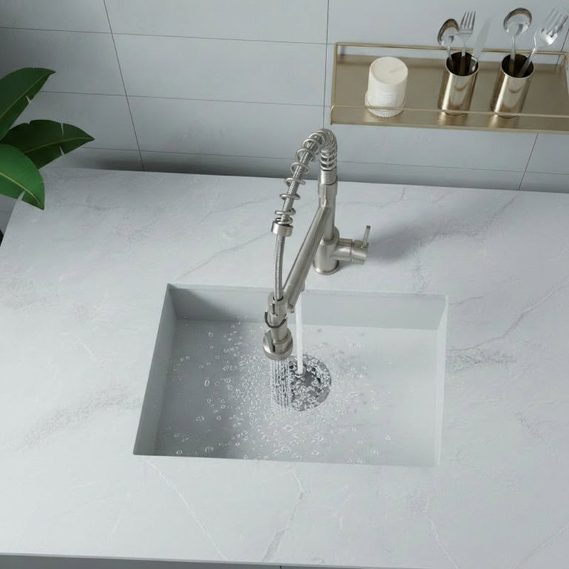 Robinet de cuisine en nickel brossé avec douchette extractible - touche tactile, poignée simple, 2 fonctions, acier inoxydable, installation à un trou | Idée de cadeau