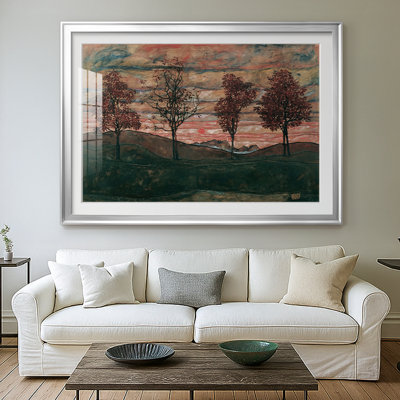Quatre arbres (Vier Bäume) - Egon Schiele - reproduction encadrée avec passe-partout et verre - 1917