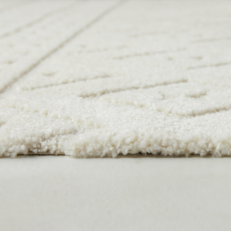 Tapis crème à motif géométrique à treillis, Rectangle 7 pi 10 po x 10 pi