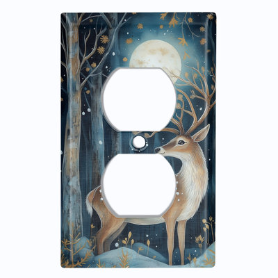 Couvercle de plaque d'interrupteur en métal; Bascule à 4 bandes US Standard - cerf des bois