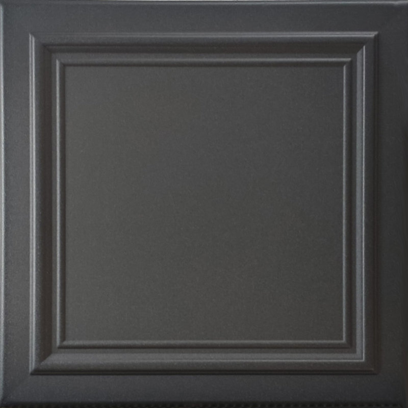 Line Art 1.6 ft. x 1.6 ft. Polystyrene Glue-up Ceiling Tile, Black Matte