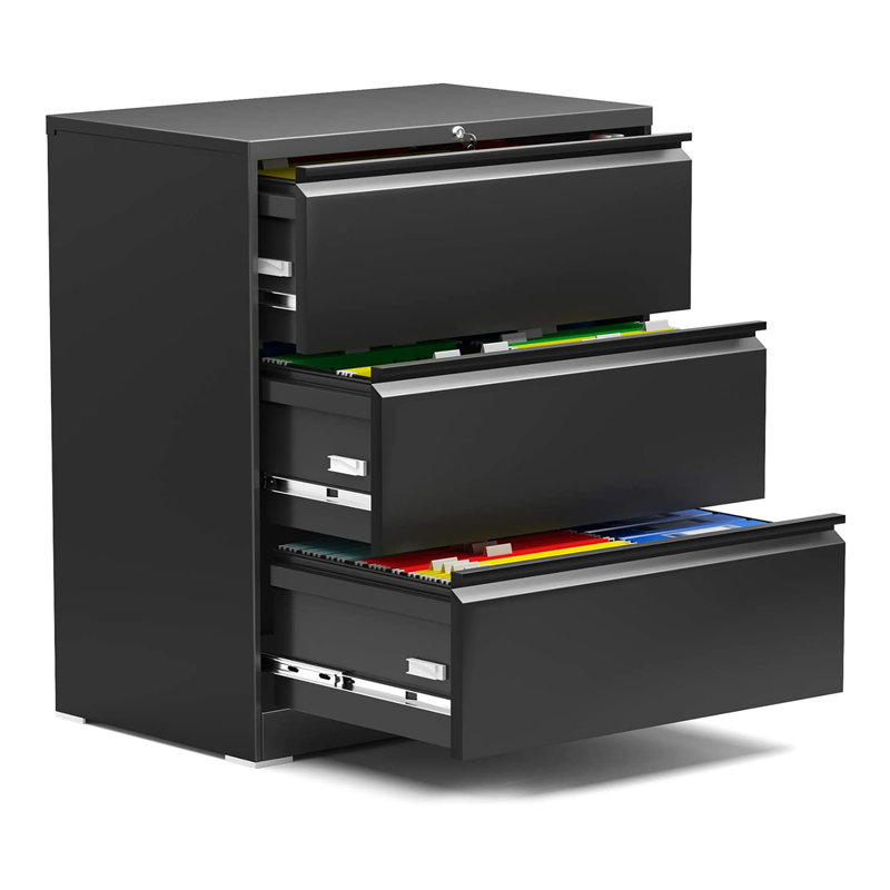 17.7'' Wide 3 -Drawer Steel File Cabinet, Black