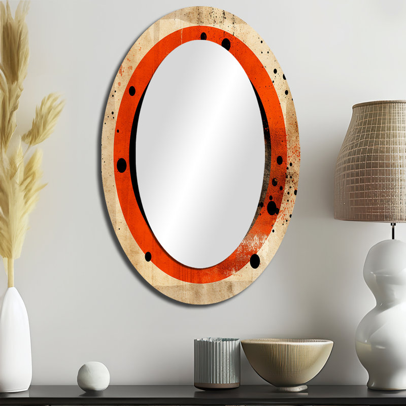 Inner Knowing Retro Circle Art II - Grand miroir mural ovale sur métal, 36 po x 24 po