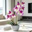 Fleurs artificielles mauves en pot gris, fausse orchidée en pot avec des pétales texturés réalistes pour la maison