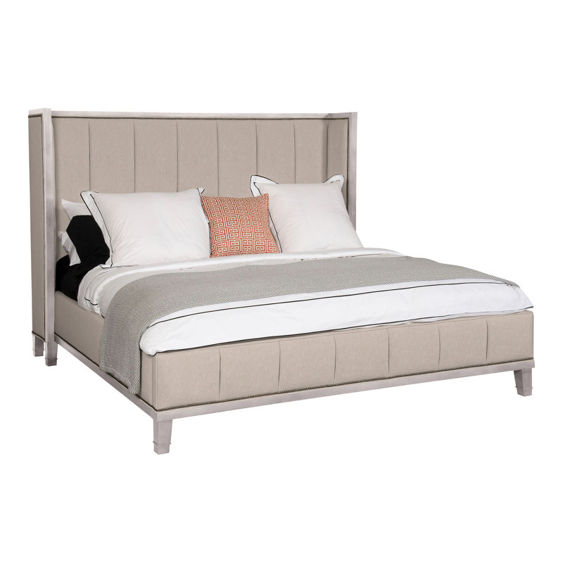 Mattingly Michael Weiss King Upholstered Panel Bed, Dove Gray, Jiggles Fawn, Yes