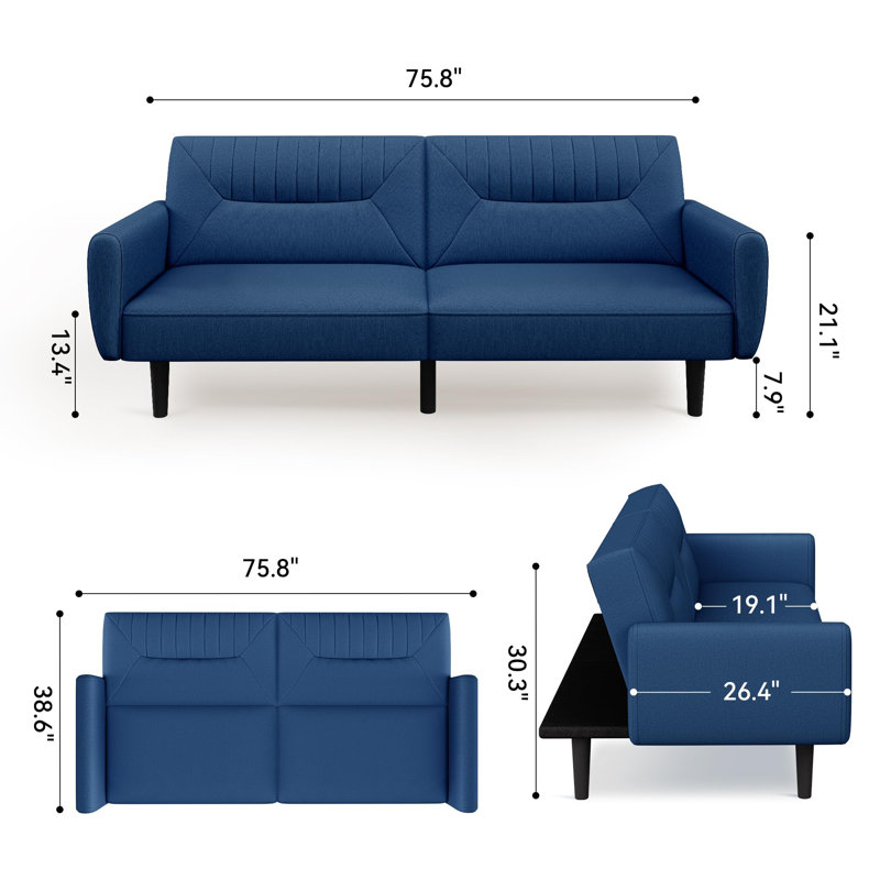 Convertible 75,8? Canapé-causeuse, Bleu