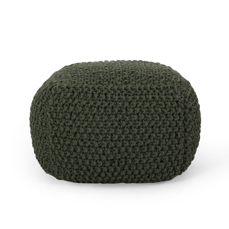 Pouf carré en coton de 20,5 po de large Corin, Vert