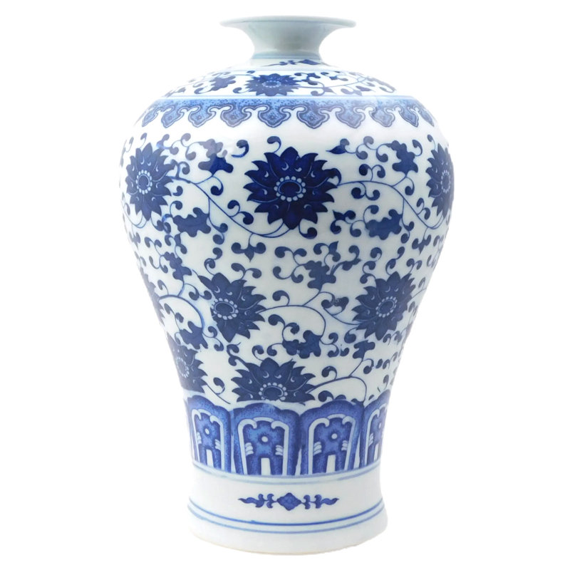 Blue and White Porcelain Ball Vase of Jingdezhen Floral Print