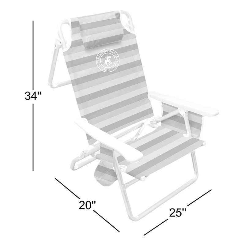 Caribbean Joe Deluxe Five Position Lay Flat Beach Chair