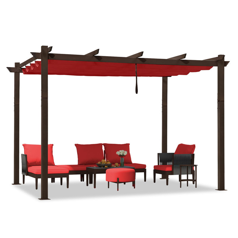 Purple Leaf Aluminium Pergola With Canopy, Terra, 96"H x 144" W x 118" D