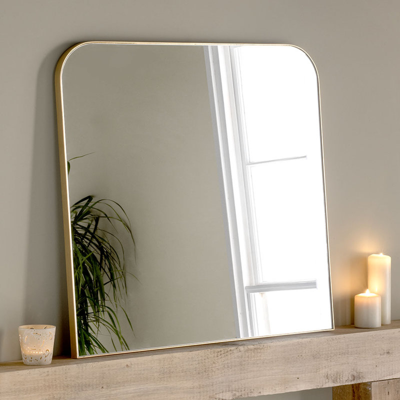 Iov Wood Flat Wall Mirror, 100 cm x 100 cm, Gold Leaf