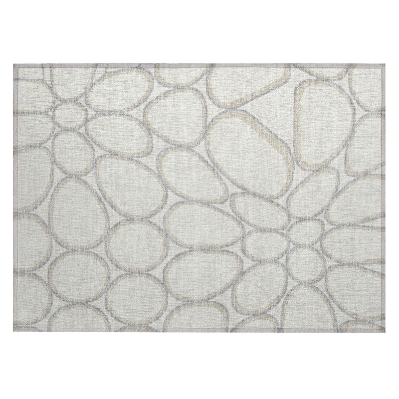 Ivory Rectangular Flat Woven Synthetic Washable Rug