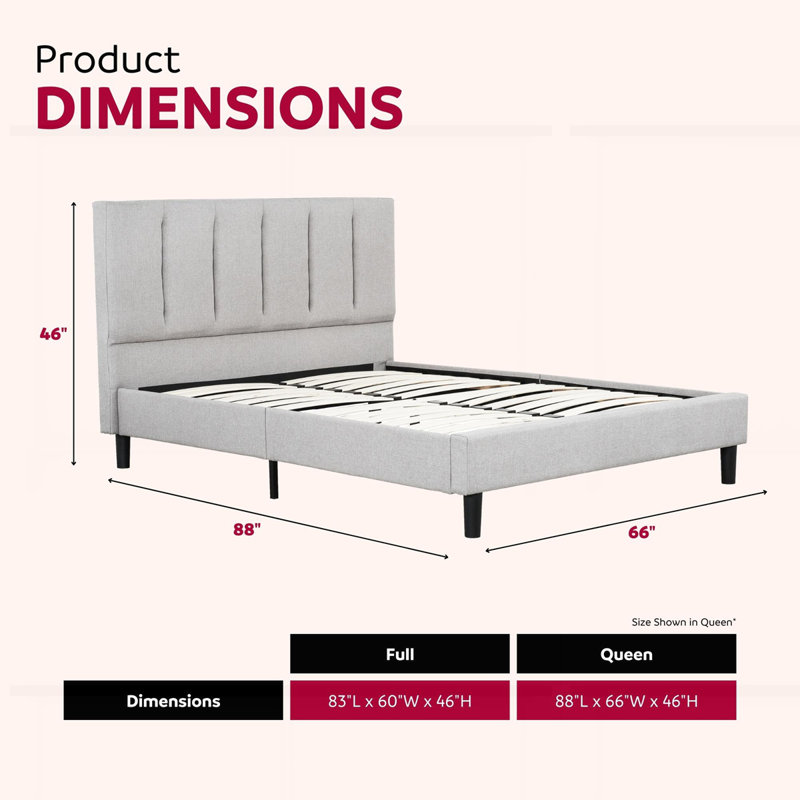 Upholstered Platform Bed Frame, Full