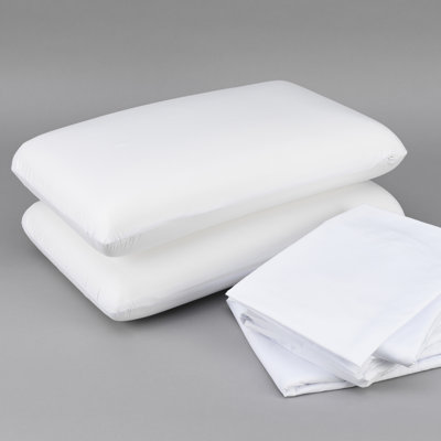 Cooling Twin Bedding Bundle With - Memory Foam Pillow, Sheet , Mattress Protector. Cool Dual Action Keeps Sleepers 5 Degrees Cooler. Contains Pillow Cases, Flat And Fitted Sheets. Zippered Cover For