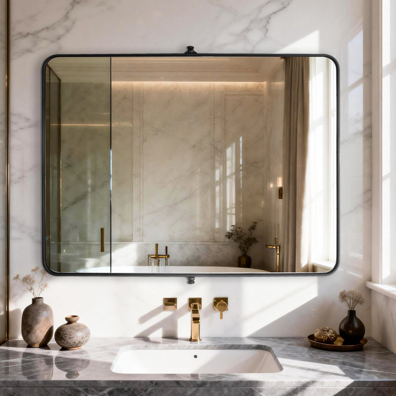 Aluminum Frame Pivot Wall Mirror, 80 Cm H x 60 Cm W