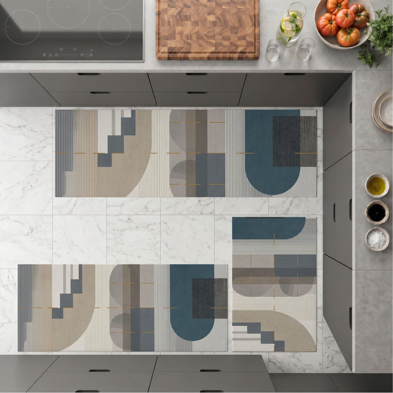 Tapis de cuisine géométriques antidérapants lavables