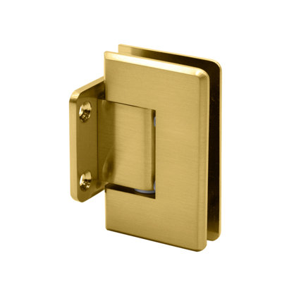 FHC PRESAS2SB Preston Adjustable Beveled Wall Mount Hinge Brass, Short Back Plate, 3/8" to 1/2" Glass, Satin Brass Finish