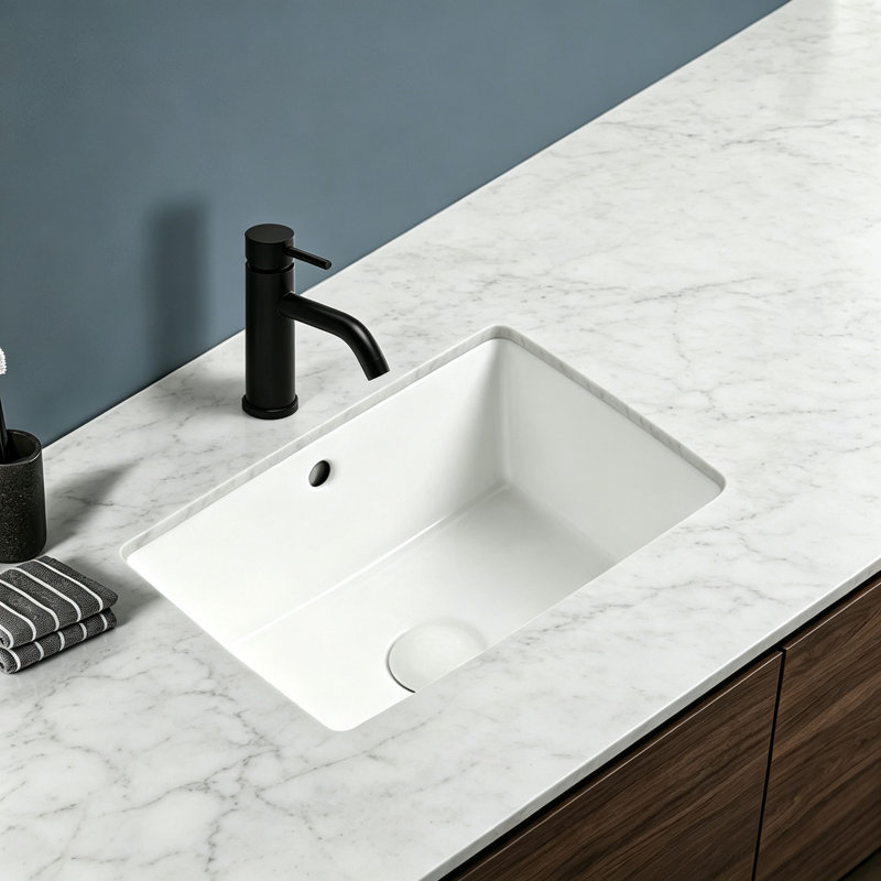 Lavabo de salle de bain encastré en céramique blanche avec trop-plein 15,55 po Topcraft