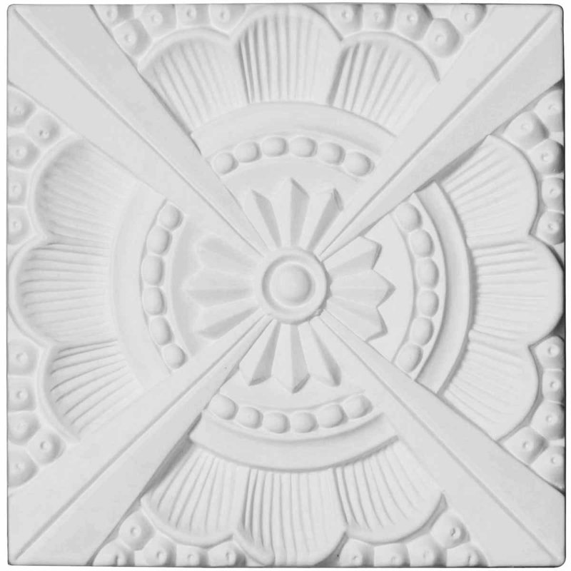 Palmetto White Polyurethane Beaded Rosette Applique