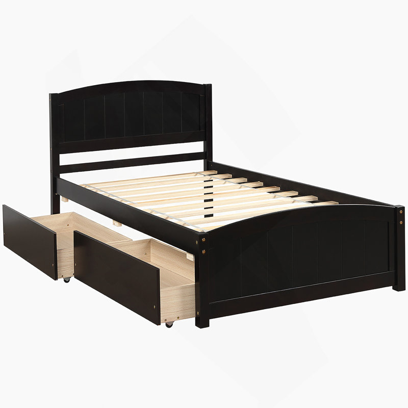 Platform Bed with Two Drawers, Espresso