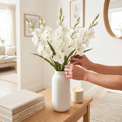Glaïeul, fleurs artificielles, 5 PCS, 25,6 po, glaïeul, fleurs, fleurs en soie à longues tiges pour la maison, décoration de bureau de mariage