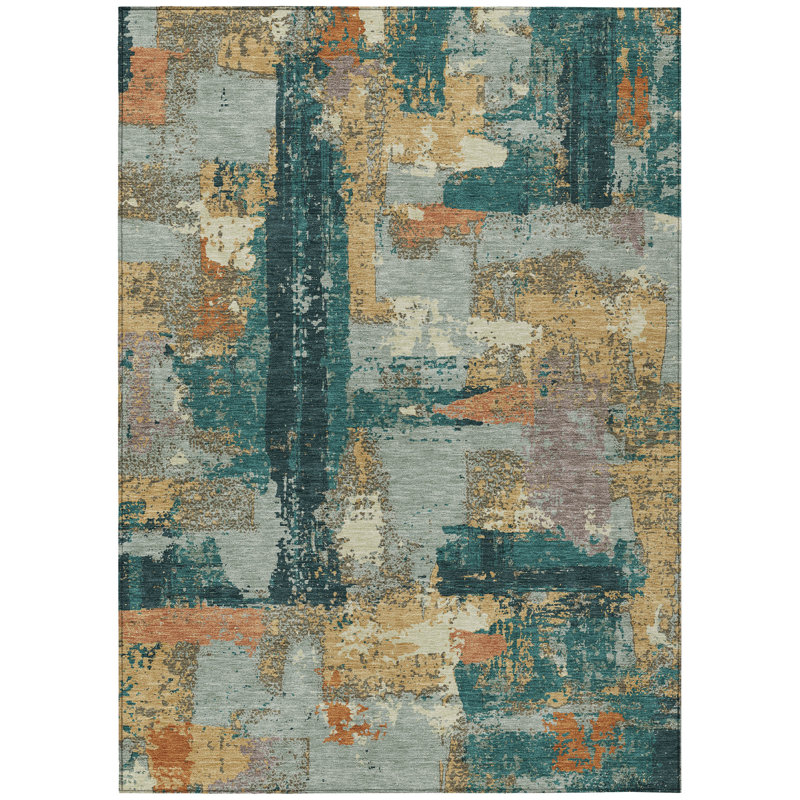 Machine Washable Indoor/Outdoor Husby ACN2212 Abstract Rug, Rectangle 2'6" x 3'10"